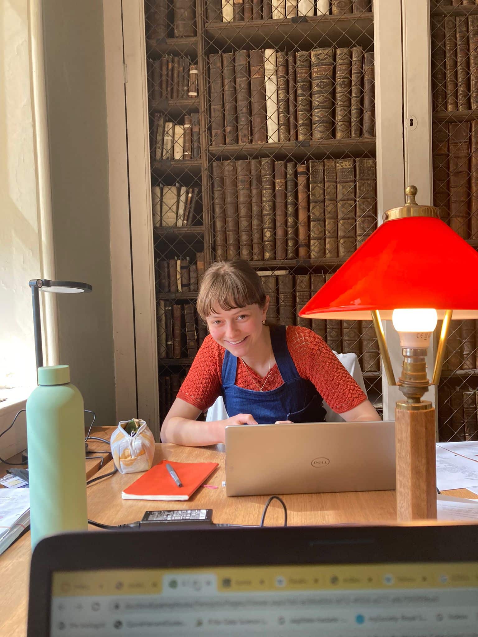 Student working in the library