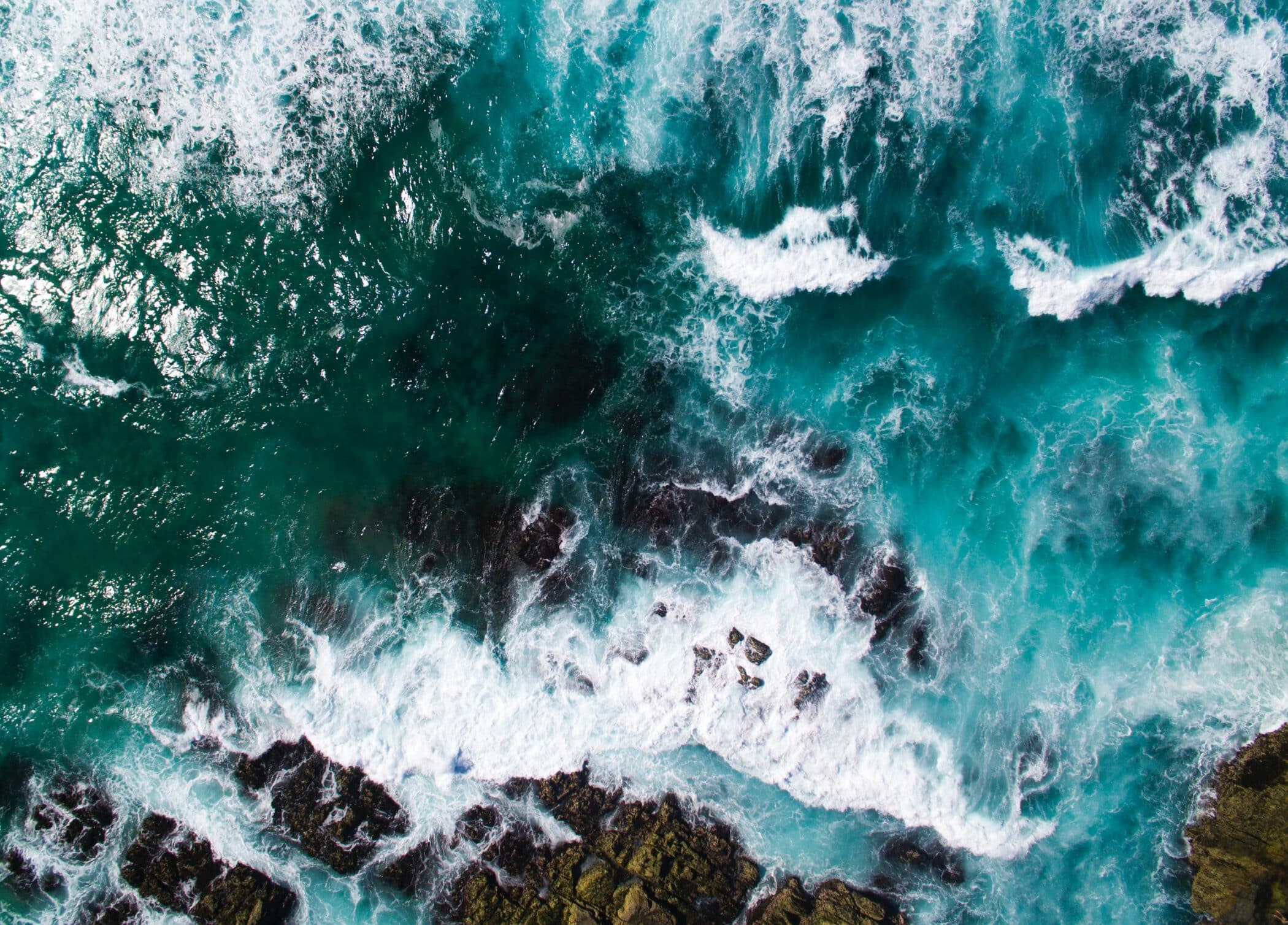 Aerial view of ocean waves