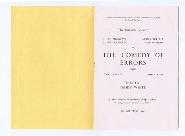 Open programme for The Comedy of Errors