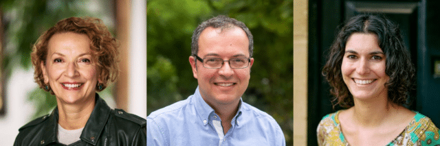 Headshots of Patricia Clavin, Gabriel Stylianides and Leila Ullrich